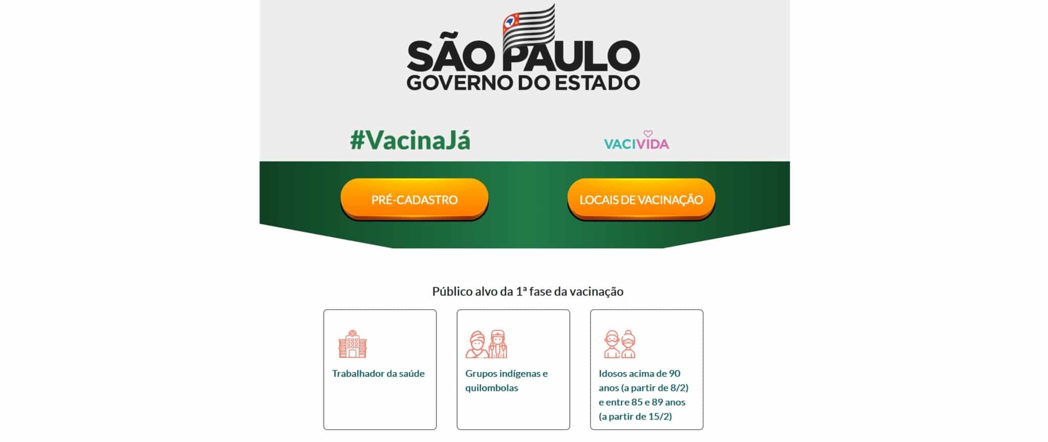  Aberto o pré-cadastro para vacinação de quem tem 85 anos ou mais