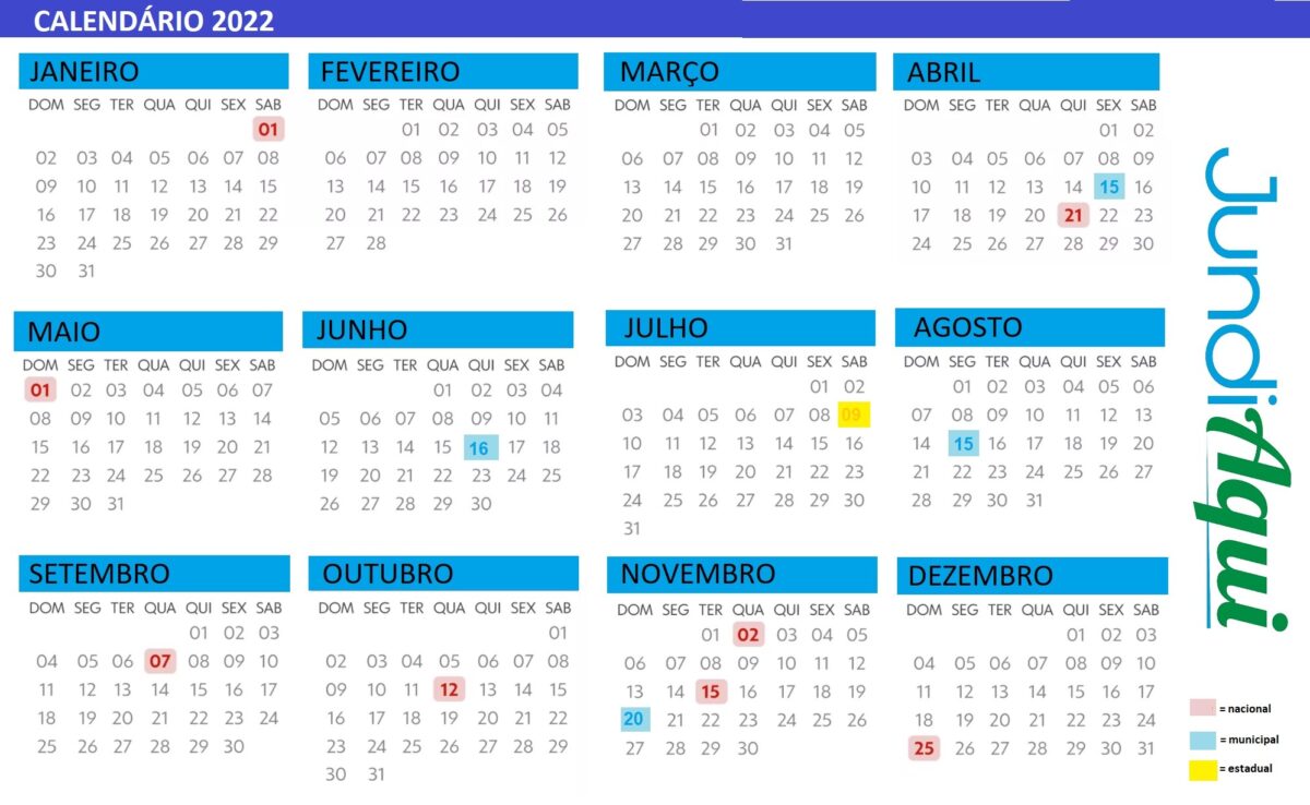 O calendário de 2022 para o jundiaiense se programar: