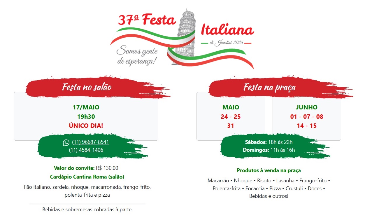 Se liga que vem aí a Festa Italiana